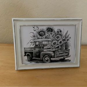 Farmhouse Vintage truck and sunflowers picture 5x7 w/frame
